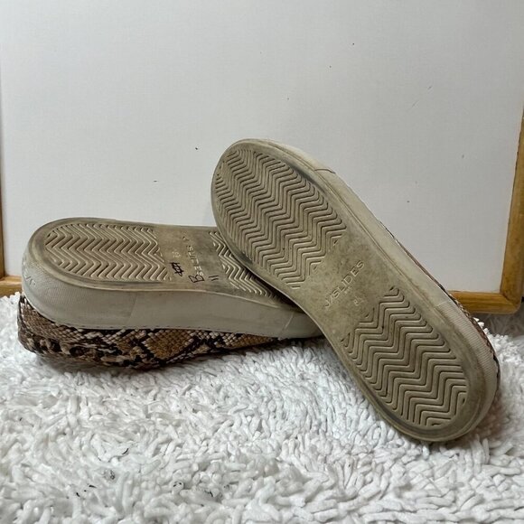 J Slides Heidi Leather Platform Slip On Sneaker Snakeskin Python Brown Size 8.5 - Picture 10 of 11